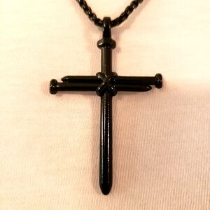 BLACK CROSS PENDANT NECKLACE